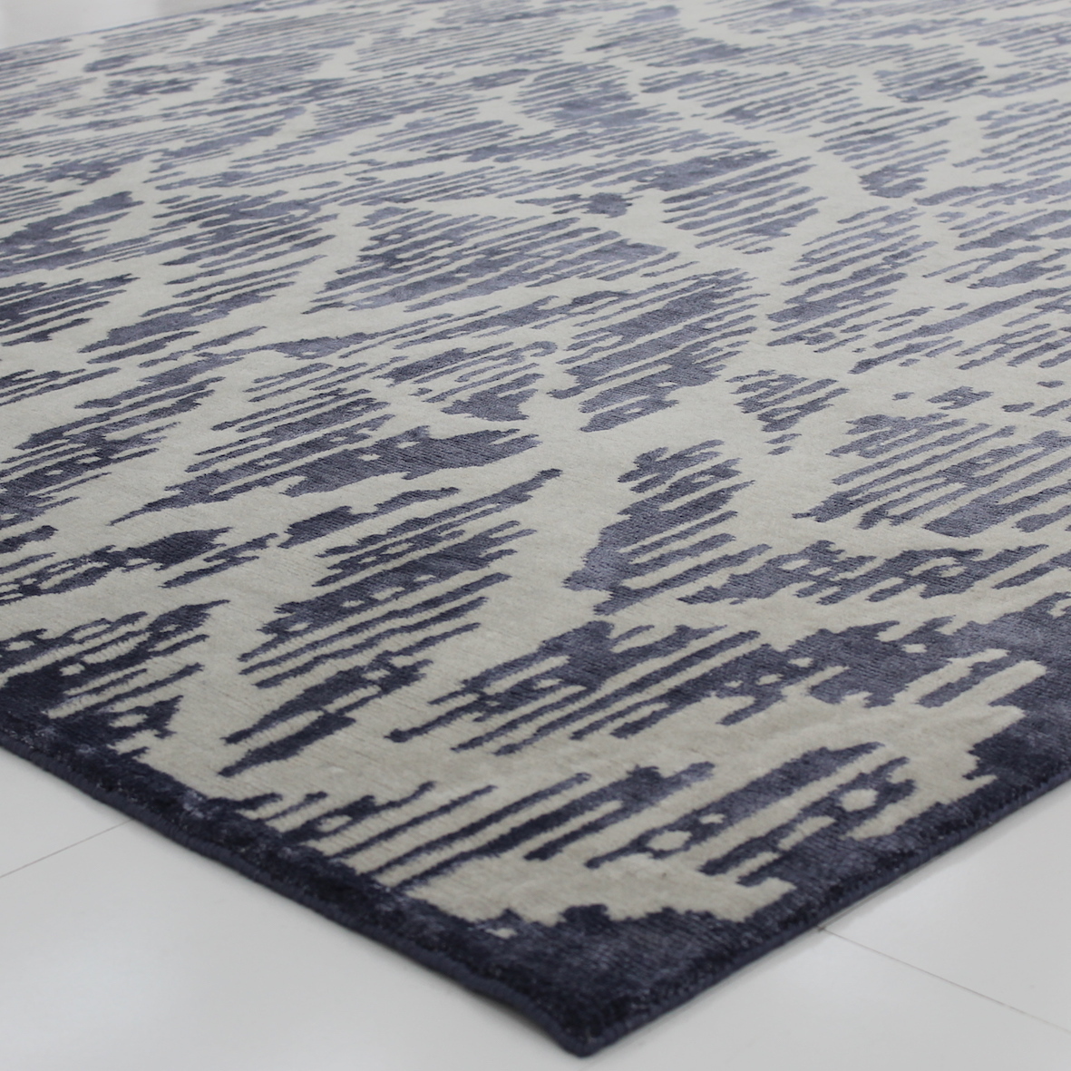 Modern abstract blue navy white rug